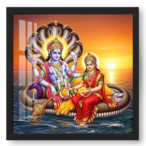 Lord Vishnu and Goddess Lakshmi Artwork – 16 x 16 Inch